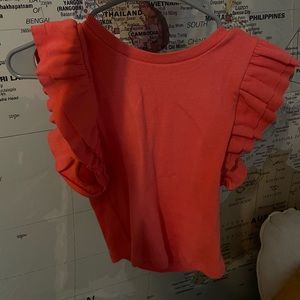 ZARA CORAL RUFFLE TANK